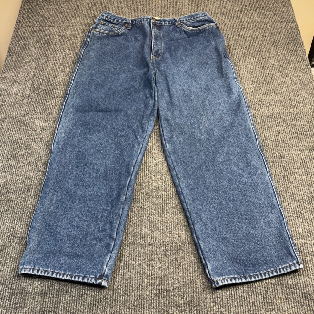 Old Mill Mens Fleece Lined Denim Jeans Medium Wash Straight Leg 42x32 131002